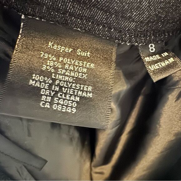 Kasper vintage denim look open stitch 2 piece blazer trouser pantsuit size 8 - Picture 10 of 10